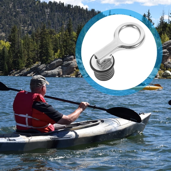 DINHEAROM Plated Silver Stainless Steel Marine Drain Snap Plug Durable Boat Scupper Plug for Kayak and Canoe Use