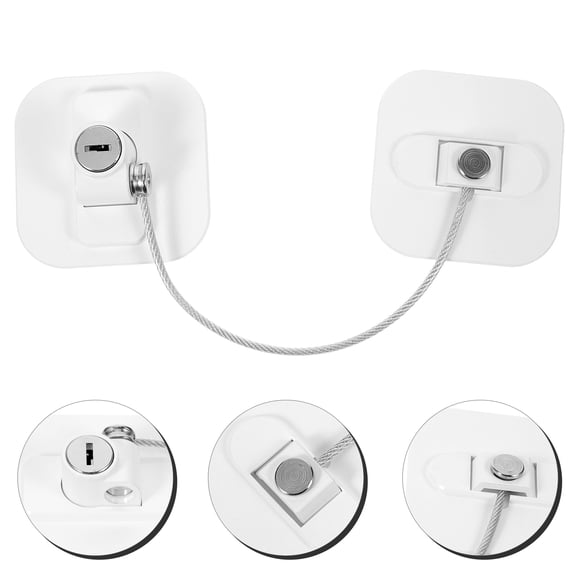 DINHEAROM 1Set Plastic Metal Fridge Lock for Refrigerator Child Safety Protection Easy to Operate Square Design