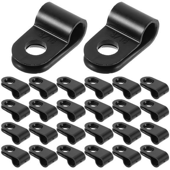 DINHEAROM 200Pcs R-Shaped Cable Screw Clips for Wire Management Black Nylon