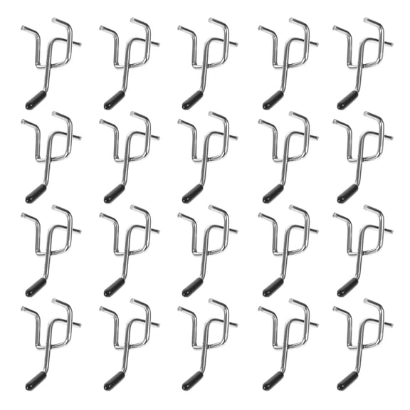 DINHEAROM 20Sets Durable Heavy Duty Pegboard Hooks for Retail Display Made of Iron Plated Silver