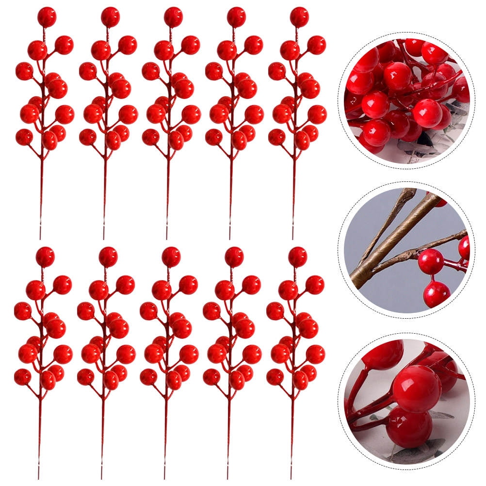 DINHEAROM 20Set Artificial Red Berry Picks for Christmas Decor Rustic ...