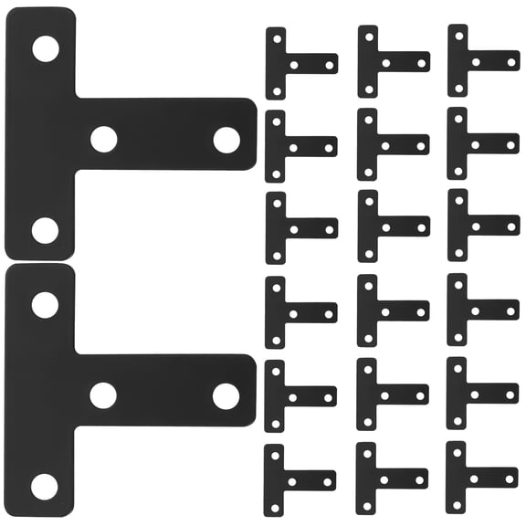DINHEAROM 20pcs Shelf Brackets T-Shaped Reinforcement In Black Stainless Steel For Shelves