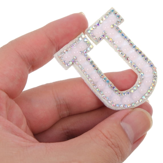 DINHEAROM 26Pcs A-Z Glitter Alphabet Applique Iron On Letters Glitter For Hats Shoes Shirts Socks