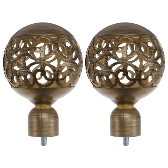 DINHEAROM 2-Pack Gold Curtain Rod Finials, Durable ABS End Caps for Home Window Drapery Accessories