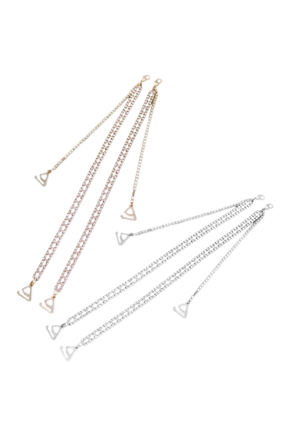 2Pairs Decorative Bra Straps Metal Bra Chains for Evening Dress and Strapless Wear
