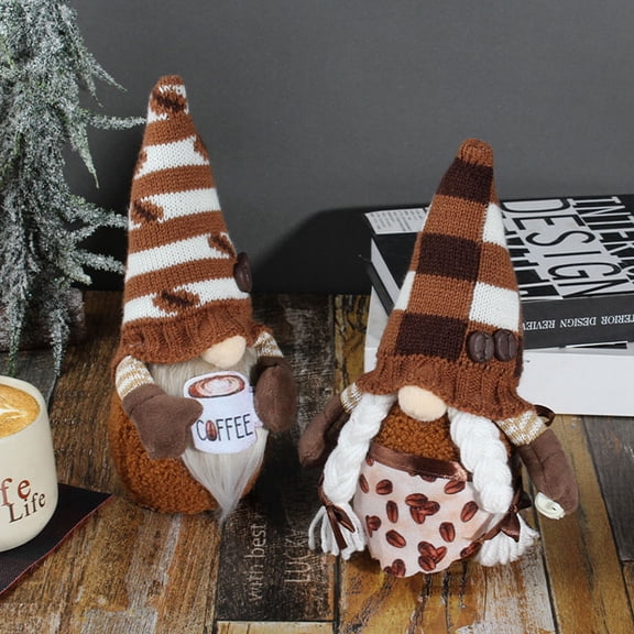 DINHEAROM 2Pcs Adorable Gnome Doll Flocked Plastic Decorative Dwarf Adornment Christmas Thanksgiving Day Birthday 9.1x6.3x3.9in