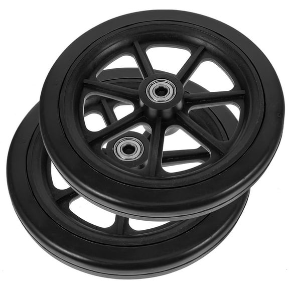 DINHEAROM 2Pcs Black PVC Wheelchair Wheels for Easy Installation 7 Inches Universal Design