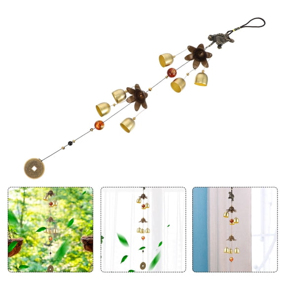 DINHEAROM Set of 2 Golden Metal Wind Bell Pendants for Home Decor and Office Hanging Decoration