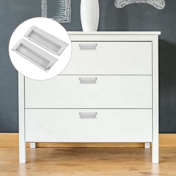 DINHEAROM Set of 2 Hidden Cabinet Handles with Anodized Electroplating Finish for Furniture Doors and Drawers