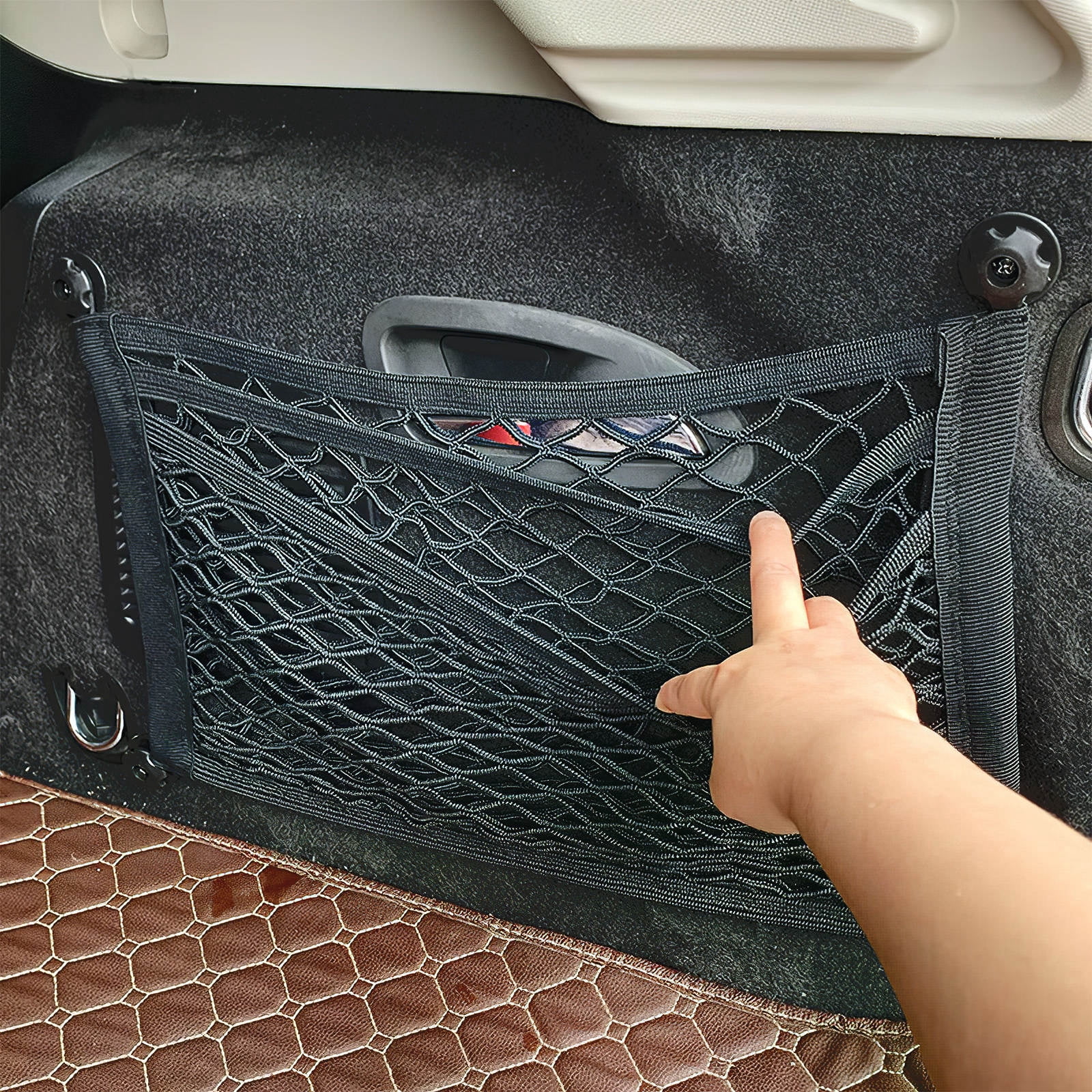 DINHEAROM 2Pcs Automotive Small Cargo Nets Black Polyester Trunk ...