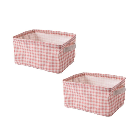 DINHEAROM 2-Pack and White Checkered Rectangular Fabric Storage Bags for Organizing and Sorting Items