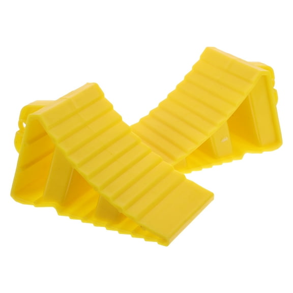 DINHEAROM 2Pcs Plastic Yellow Wheel Chock for Preventing Rolling in Parking Lots and Driveways for Cars and Rvs
