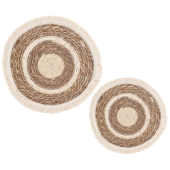 DINHEAROM 2Pcs Table Coasters Heat Insulation Multi Color 25X25X1in Cotton Rope