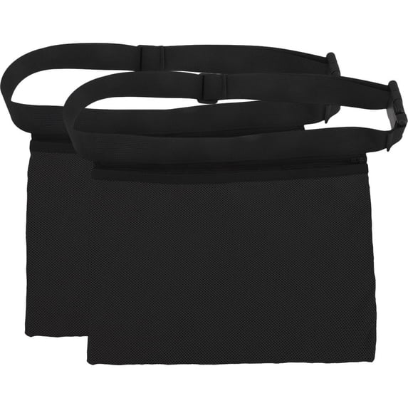 DINHEAROM 2Set Black Rectangular Tennis Ball Mesh Bags with Waist Strap Design for Men Women and Outdoor Use