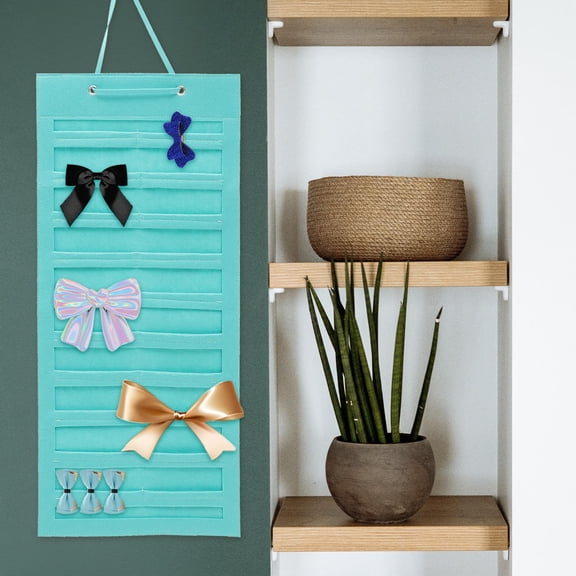 DINHEAROM 2Set Hair Bow Hanging Rack Blue Pink 80X35CM Felt Storage Display Organization For Hair Accessories