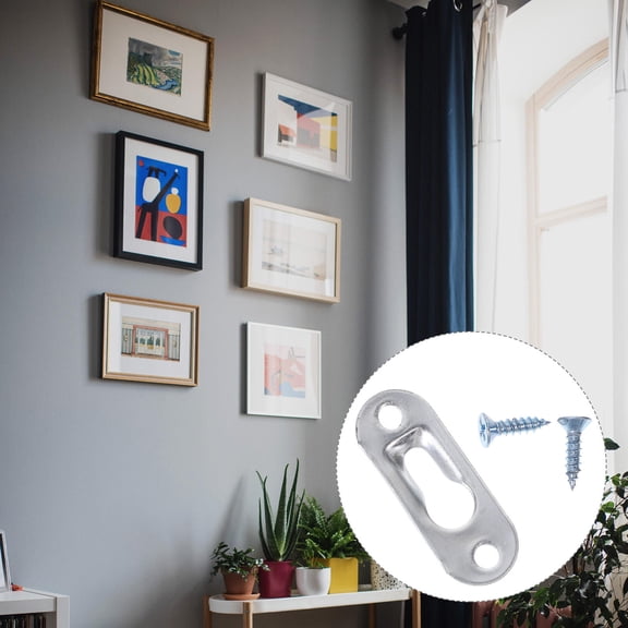 DINHEAROM 30Pcs Metal Keyhole Hanging Brackets Convenient Installation for Artwork Frame Mirror and Shelves