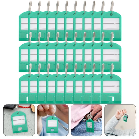 DINHEAROM 35Set Numbered Tags for Key Organization and Luggage Tracking in Green ABS
