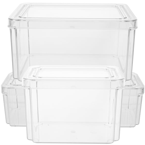 DINHEAROM 3Pcs Set Fridge Storage Basket Transparent for Pantry 10.4x3.5x3.3in
