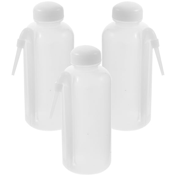 DINHEAROM Set of 3 White Plastic Refillable Bottles for Home Cleaning and Washing Use