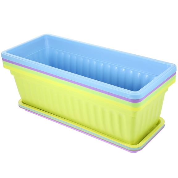DINHEAROM 4 Sets Rectangular Resin Window Flower Box Planter for Promoting Plant Growth in Balcony and Windowsill