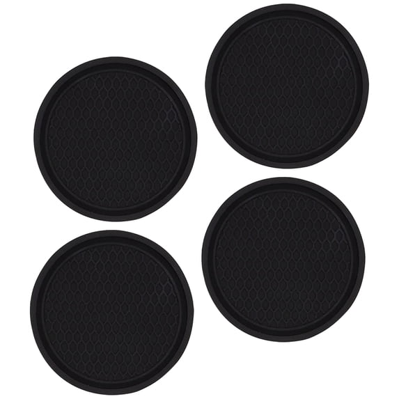 DINHEAROM 4Pcs Coasters for Families Heat Insulation and Black PVC Round