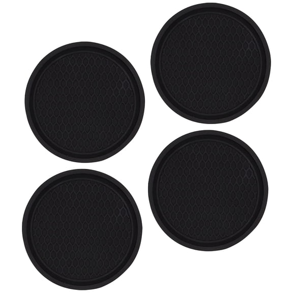 DINHEAROM Black PVC Drink Coasters for Coffee Tables, Heat Insulation, Home Decor - 4Pcs