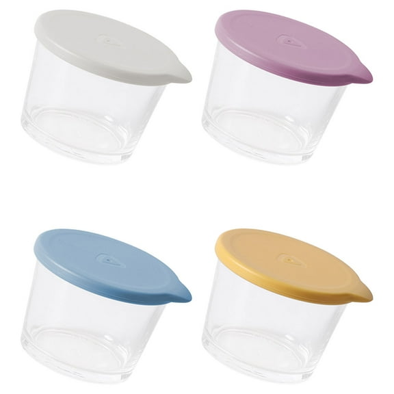 DINHEAROM 4Pcs Fresh Food Containers Glass Food Containers Square Yellow for Teachers