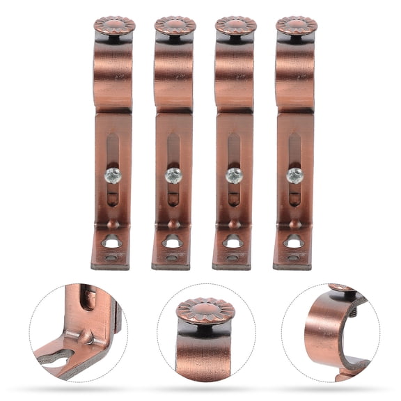 DINHEAROM 4Pcs Curtain Rod Brackets Red Curtain Bar Rack Practical and Easy to Install with Modern Design