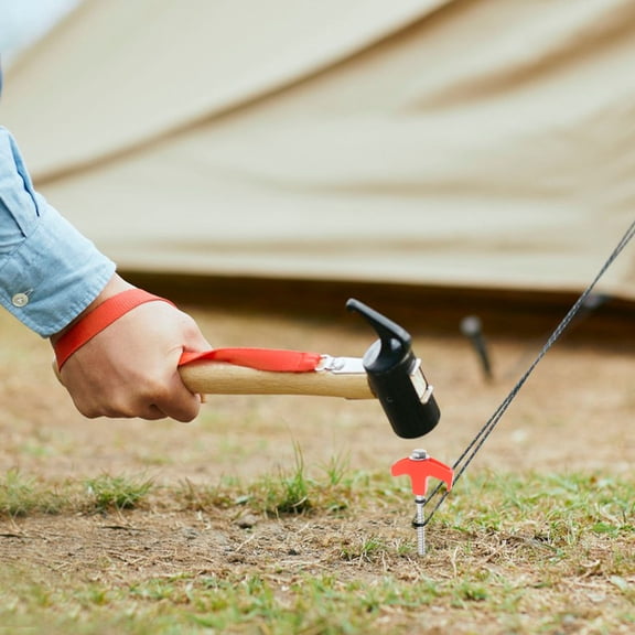 DINHEAROM 4Pcs Orange Galvanized Steel Spiral Tent Pegs for Camping Ground Fixing 1.57X0.24In