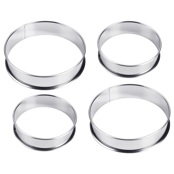 DINHEAROM Heat Resistant Pizza Tools Round Muffin Rings Stainless Steel 4Pcs 3.9in Diameter
