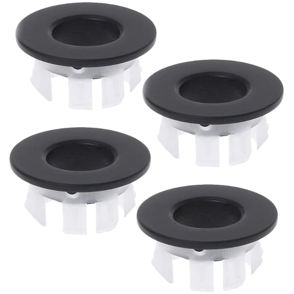 DINHEAROM Set of 4 Black Overflow Drain Covers for Wash Basin, and Professional Replacement Parts