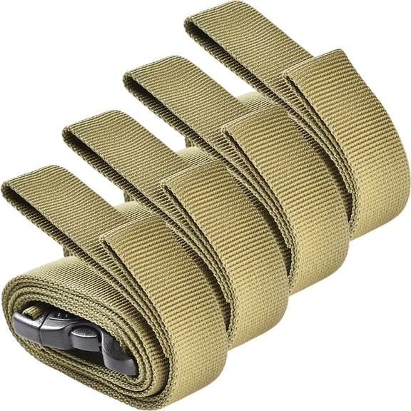 DINHEAROM 4Pcs Durable Khaki Luggage Belt with Quick Release Buckle for Suitcase and Camping
