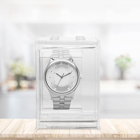 DINHEAROM 4Set Watch Box Elegant Plastic Storage Organizer for Men and Women Home Use 8X7CM