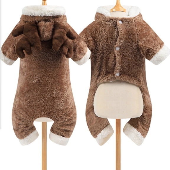 DINHEAROM 50Pack Holiday Pet Clothing Flannel Coat Christmas Elk Design for Dog Walking Jogging