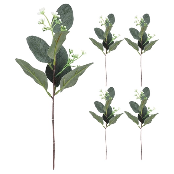 DINHEAROM 5Pcs Decorative Faux Tree Branches Green Artificial Branches for Vase and Home Decoration