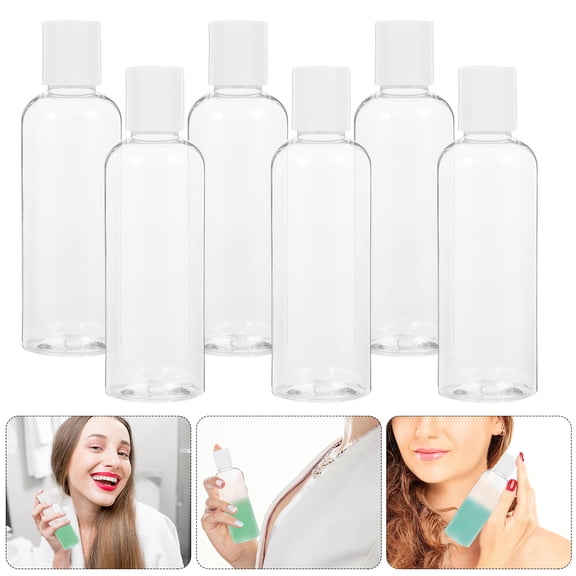 DINHEAROM Set of 6 Empty Travel Lotion Bottles, Round Shoulder Design, Leak-Proof, Portable for Outdoor Camping and Daily Use