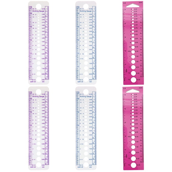 DINHEAROM 6Pcs Portable Household Knitting Rulers Smooth Safe Surface Practical Needle Gauge