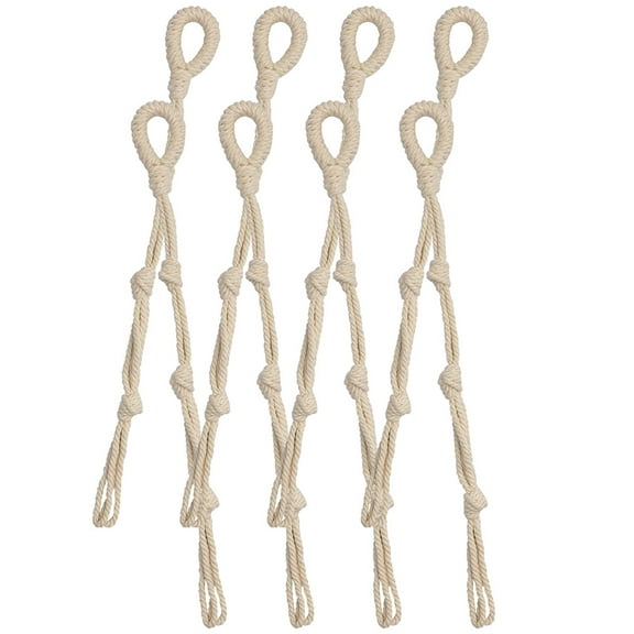 DINHEAROM 8-Piece Beige Macrame Plant Hangers Set for Indoor Hanging Plants and Home Decoration