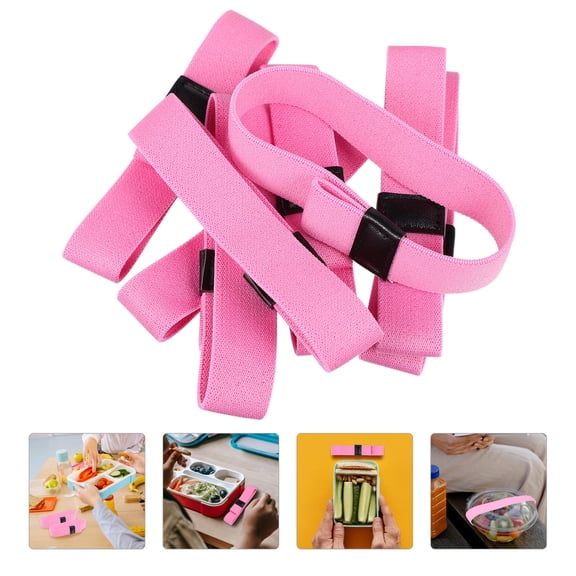 DINHEAROM 8Pcs Reusable Elastic Bento Straps for Picnic and Outings Lunch Containers