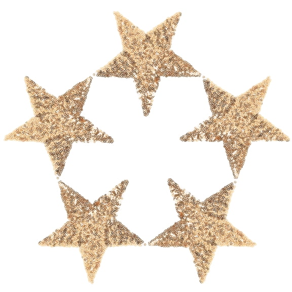 DINHEAROM Applique Repair Patch Golden 5Pcs Sequin Star Clothes Patches