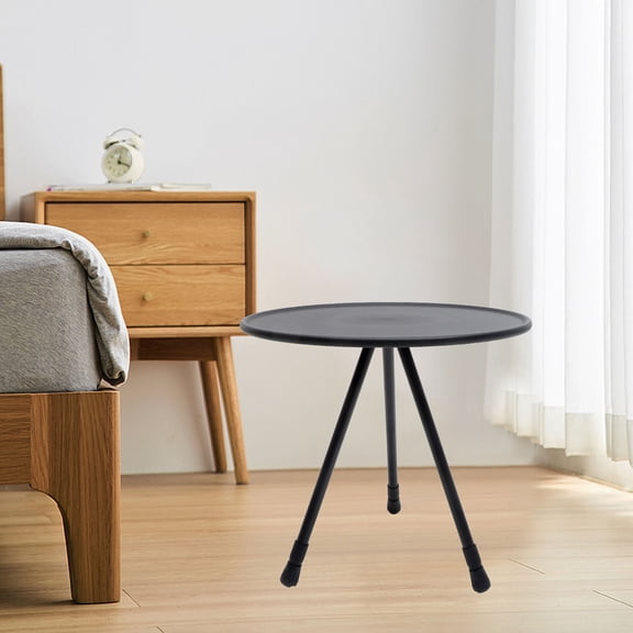 DINHEAROM Black Round Folding Table 1Pcs for Picnic and Barbecue Outdoor Use