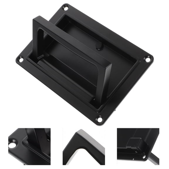 DINHEAROM Black Zinc Alloy Recessed Door Handle Flush Mounted Pocket Door Pull Durable