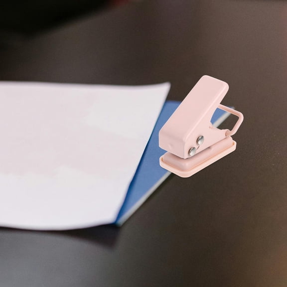 DINHEAROM Compact Pink Single Hole Punch for Precise Paper Holes in Office