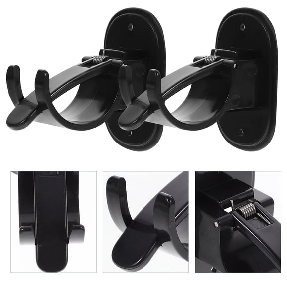 DINHEAROM Curtain Rod Holders 2Pack Black Plastic for Decor Accessories