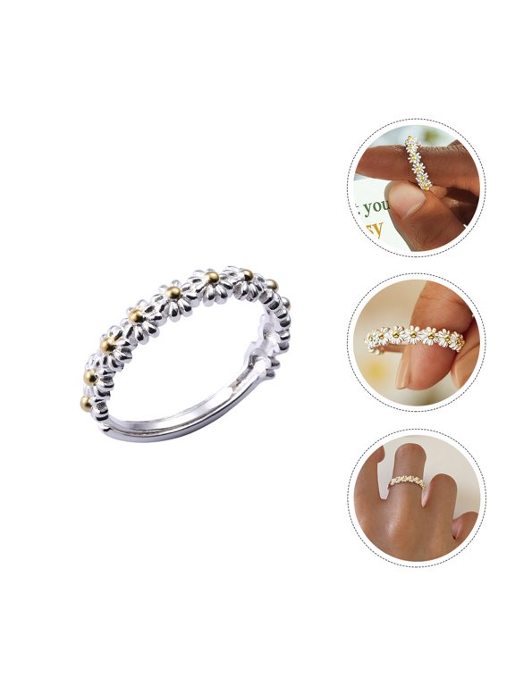 Stylish Adjustable Daisy Ring, Copper Material, Adorable and Chic