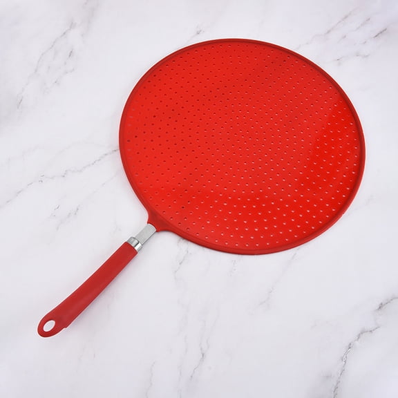 DINHEAROM Splatter Cover for Frying Pans Red Silicone 1Pcs
