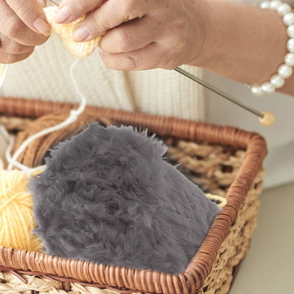 DINHEAROM Diy Knitting Yarn 1 Roll of Supple Crochet Yarn in Light Grey for Creative and Fun Projects