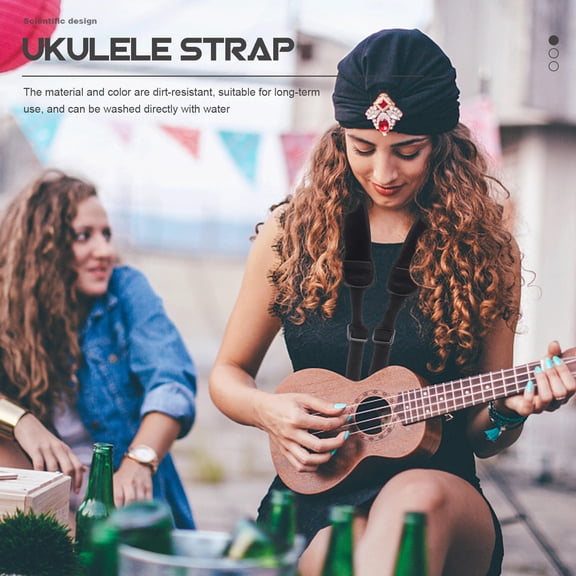 DINHEAROM Durable Ukulele Strap 1Set Black for Secure Instrument Hold