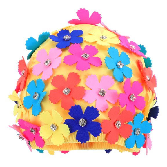 DINHEAROM Floral Swim Cap for Women, Bathing Cap Protecting Hair and Ears, 1 Piece