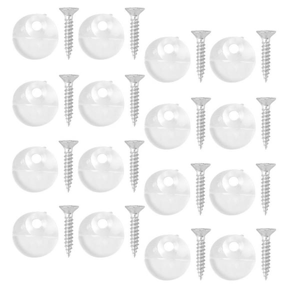 DINHEAROM 50Pcs Heavy Mirror Hanging Kit Plated Silver Mirror Brackets for Glass Panels with Screws